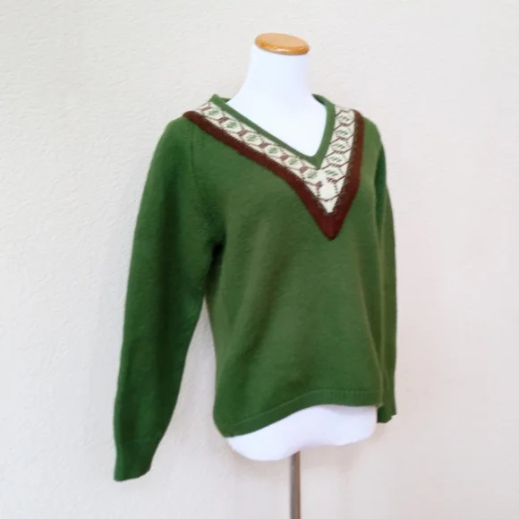 St. George vintage 1960s wool chunky v-neck sweater - Picture 5 of 9